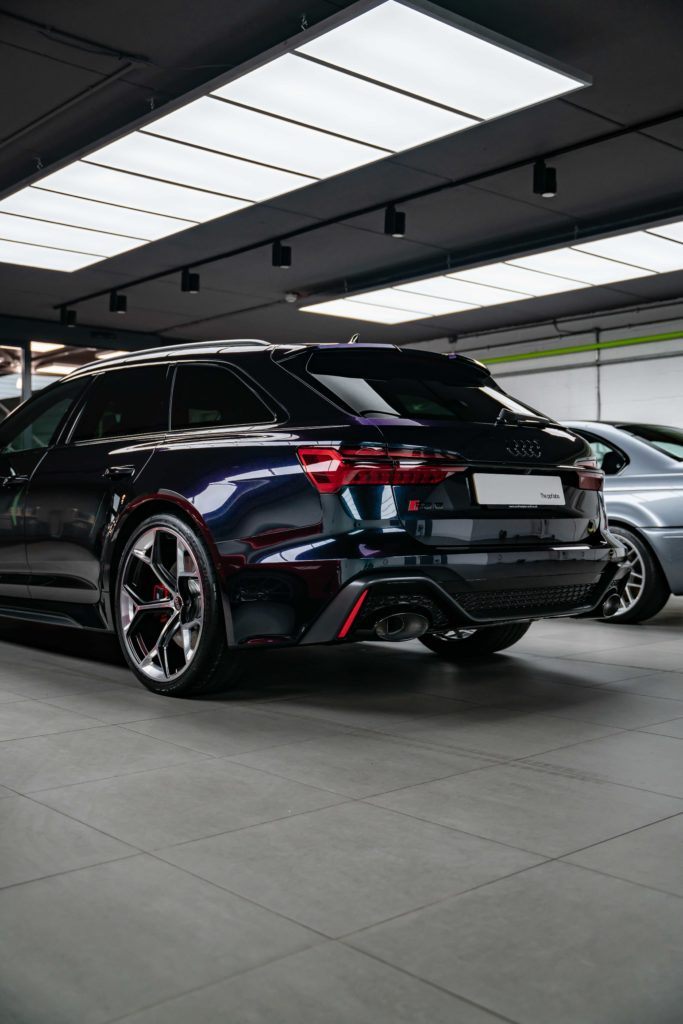 Audi RS6 with diamond metallic full car PPF coverage, rear view
